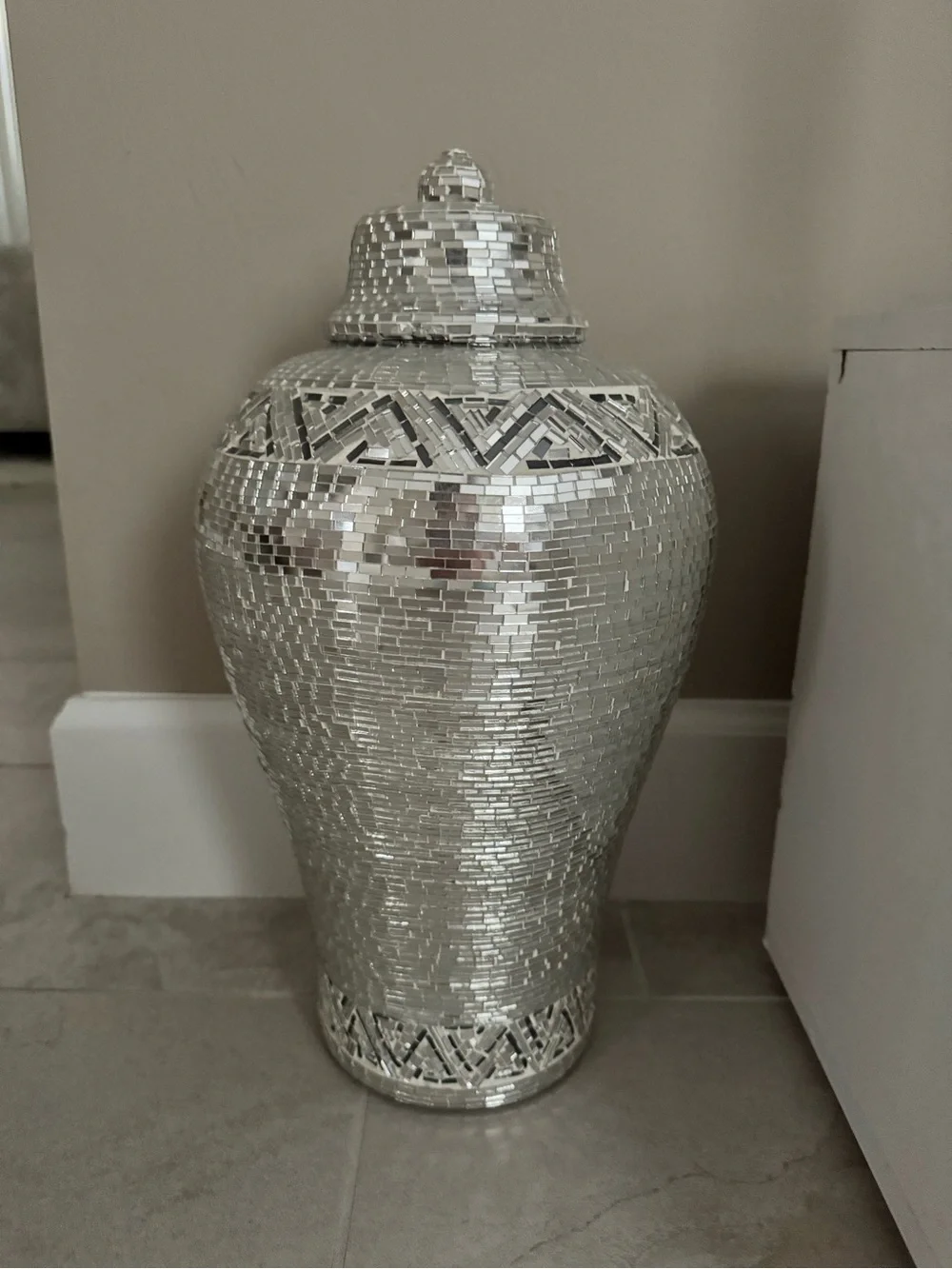 Silver Mosaic Decorative Jar - Home Accents